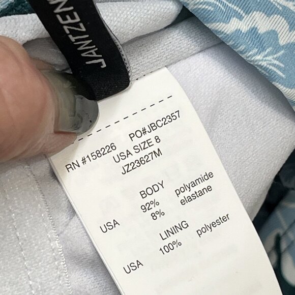 Jantzen Swimsuit Womens 8 Green Floral One Piece Preppy Beach Vacation Tropical - Picture 5 of 5